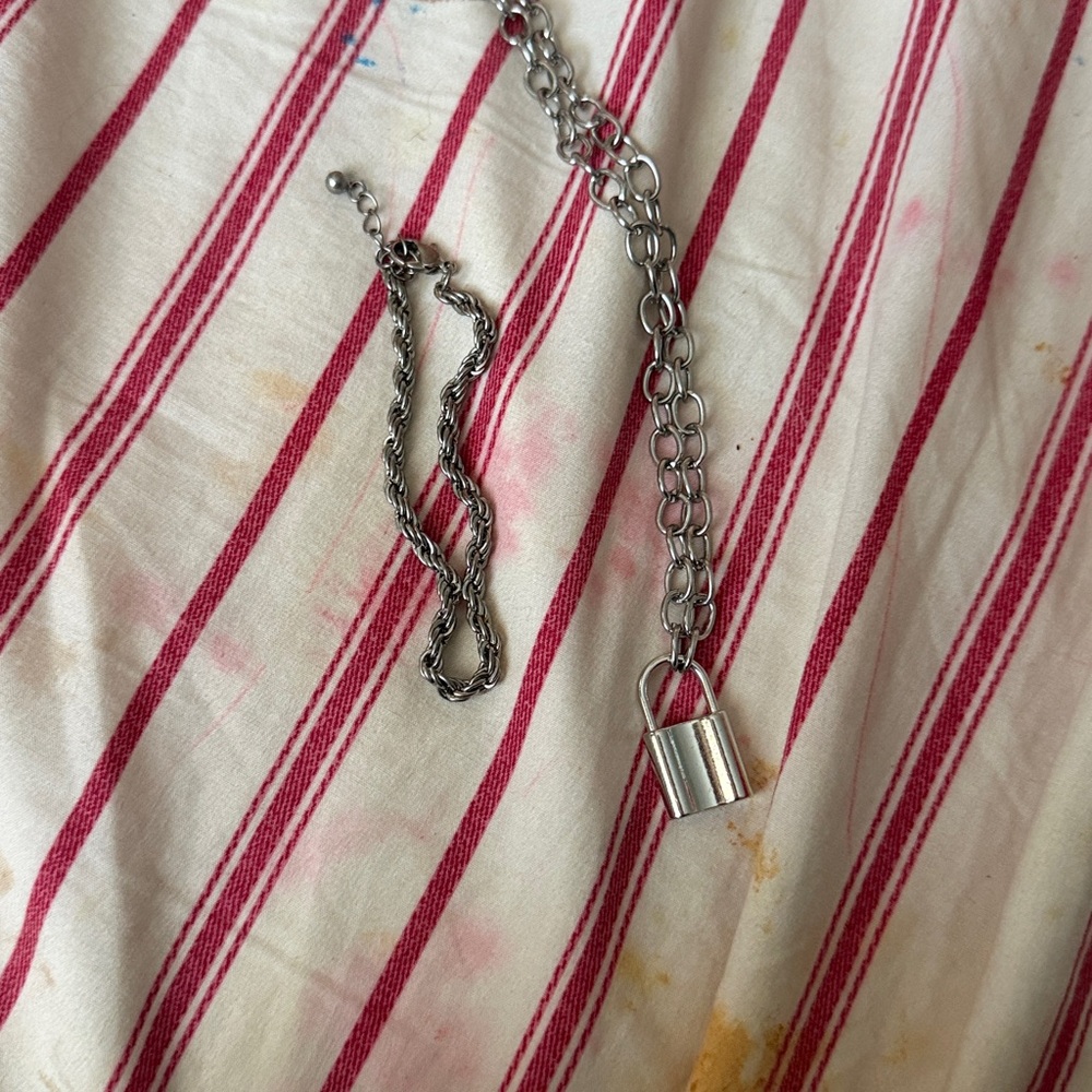 Silver Padlock Chain Necklace - Women Accessories - Picture 3 of 3